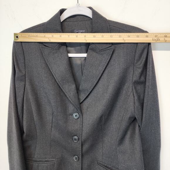 Vintage Wool Cashmere Blazer Size 10P Gray Office Career Tailored Fit Context - Picture 9 of 16